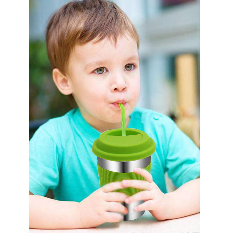 [Australia] - Rommeka Kids Stainless Steel Cups, 5 Pack Colorful Drinking Tumbler Sippy Cup with Silicone Lids and Straws Metal Mugs for Toddlers, Children and Adults - 12oz Silicon Lids/5 Color 