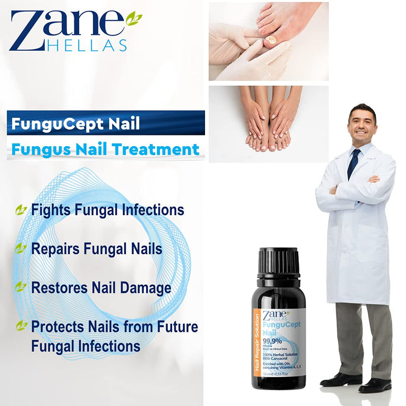 [Australia] - Zane Hellas FunguCept Nail. Fungal Nail Solution. Fungus Nail Solution for Discolored, Thickened, Crumbled, and Fungi Nails. Visible Results in 4 Weeks. 0.33 oz -10ml 