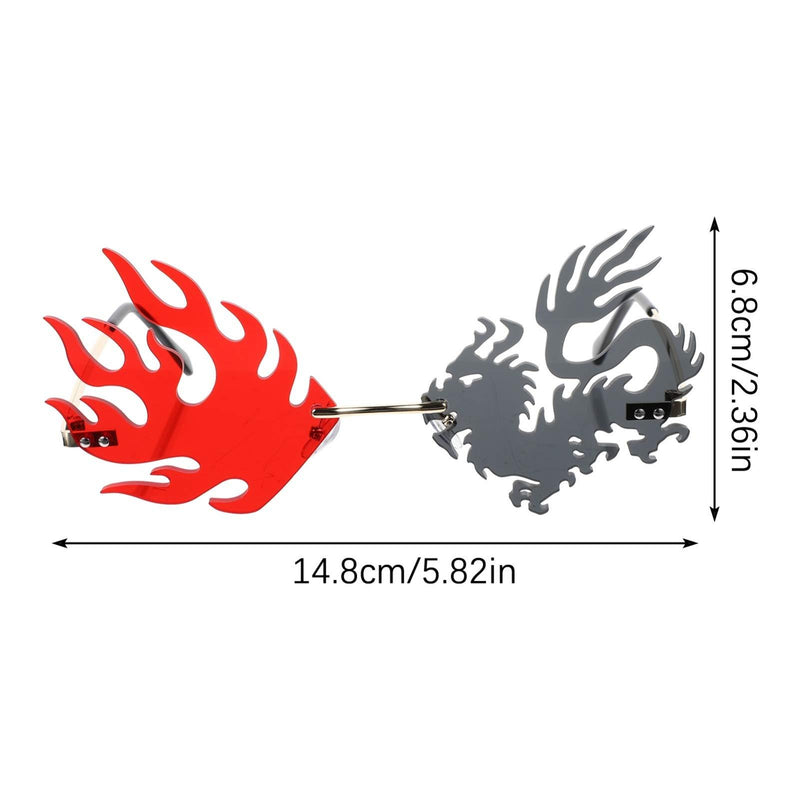 [Australia] - VALICLUD Sunglasses for Women Irregular Shaped Sunglasses Rimless Dragon Flame Glasses Tinted Lens Style 1 