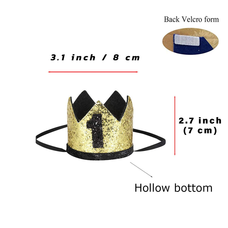 [Australia] - WELROG Baby Boys First Birthday Cake Smash Outfit Bow Tie Suspenders Bloomers Birthday Hat Sparkle Gold Set Black 