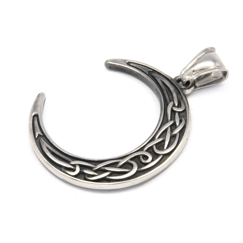 [Australia] - GUNGNEER Stainless Steel Celtic Knot Crescent Moon Pendant Necklace Irish Protection Accessories Keel Chain Jewelry 20.0 Inches 