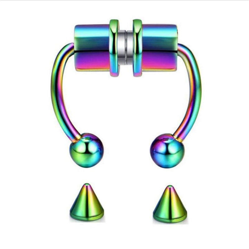 [Australia] - LAIMALA 16G Nose Rings Horseshoe Fake Nose Ring Hoop Magnetic Septum Nose Ring Horseshoe Stainless Steel Faux Fake Nose Septum Rings Non-Pierced Clip On Nose Hoop Rings Jewelry for Women Men Colorful 