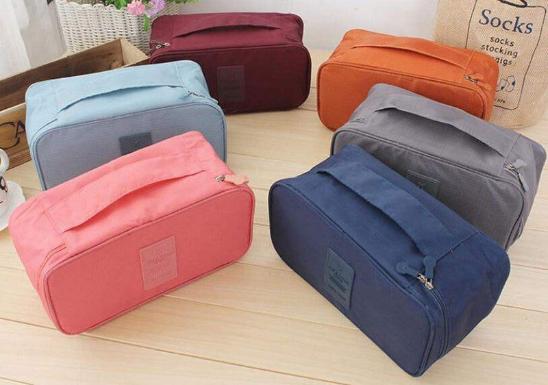 [Australia] - Portable Bra Underwear Bag Multipurpose Storage Bag for Toiletry Underwear Cosmetics Travel bag (grey) grey 