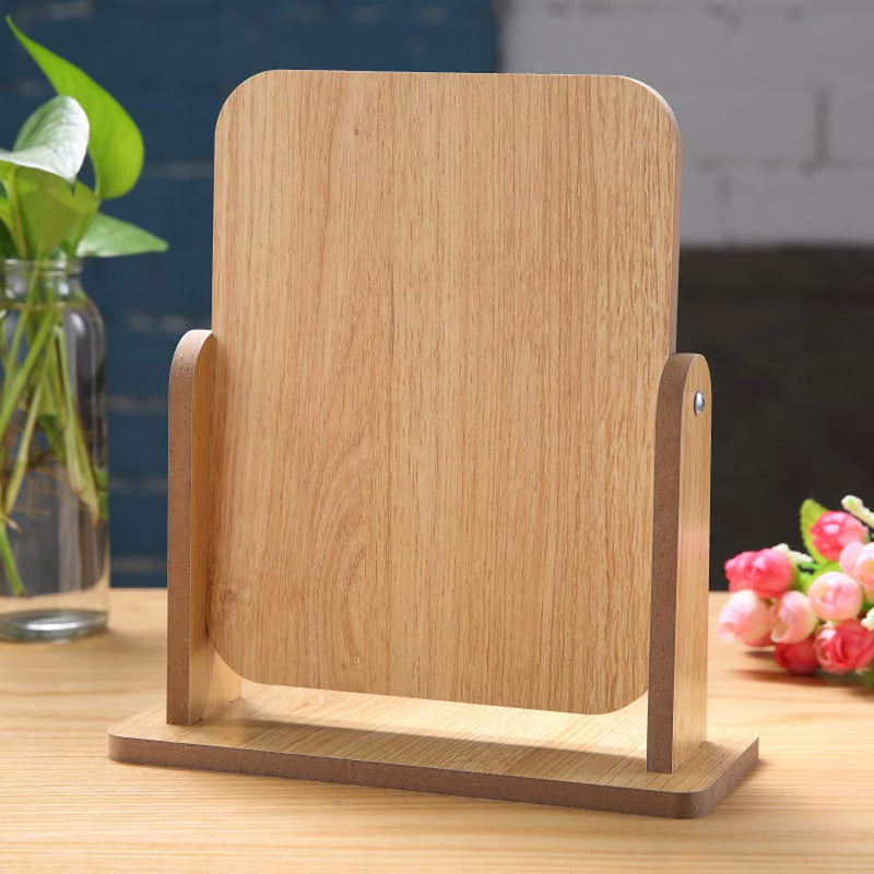 [Australia] - Makeup Mirror with Natural Wood Stand Portable Table Desk Countertop Mirror Bathroom Shaving Make Up Mirror (Natural) 