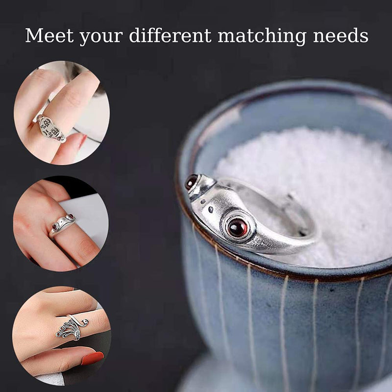 [Australia] - 11 Pcs Vintage Frog Rings Set Devil Wings Matching Necklaces for Couples,Prince Frog Open Adjustable Octopus Cat Animal Lucky Hug Crying Heart Face Rings,Indie goth Jewelry Matching Stackable Rings Gift for Women Men Girls 