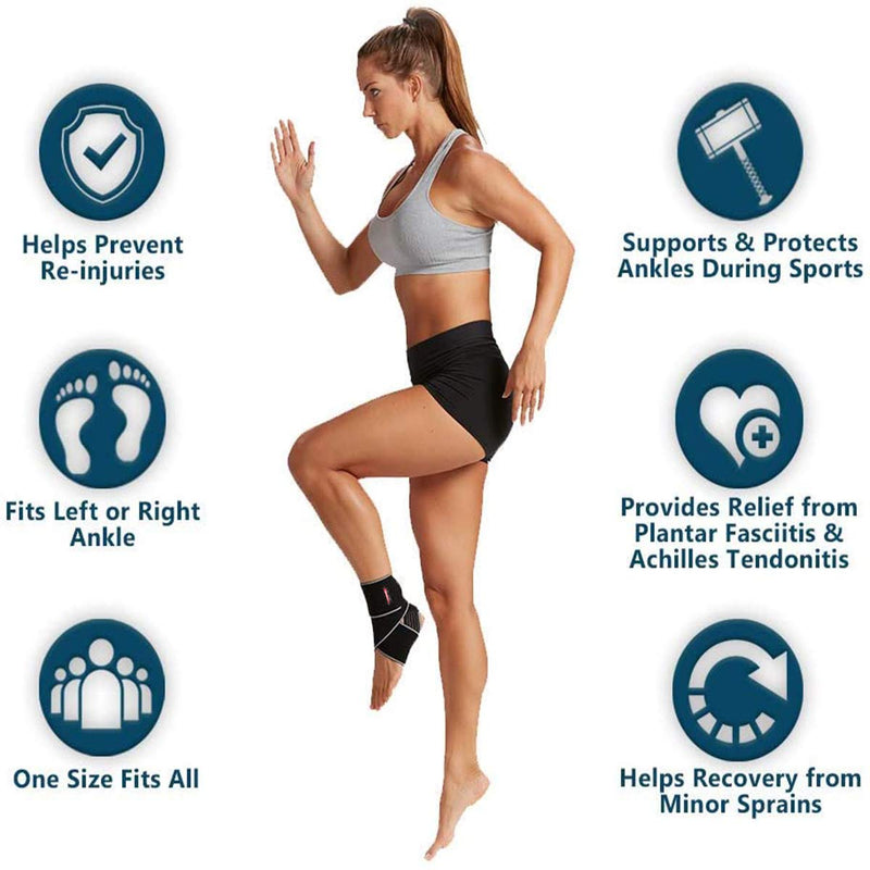 [Australia] - BESKEY Ankle Support Brace Adjustable Breathable Elastic Nylon Material Fit for Most Size Use for Sports Blue 