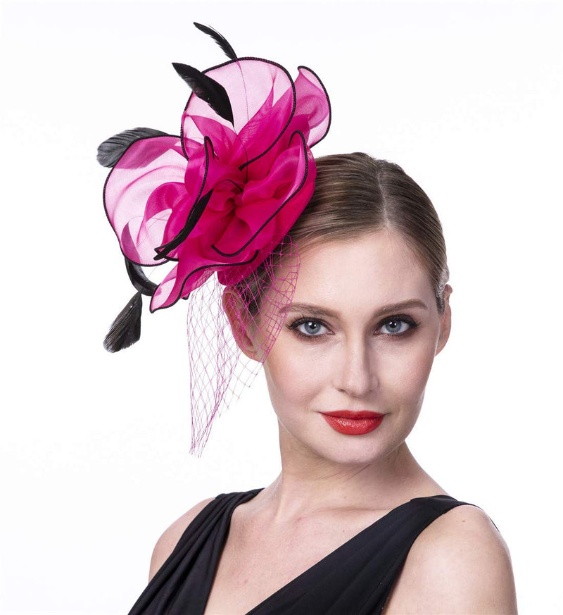 [Australia] - Fascinators Hat for Women Girls Cocktail Tea Party Headband Flapper Headpiece Kentucky Derby Wedding Hat Black 