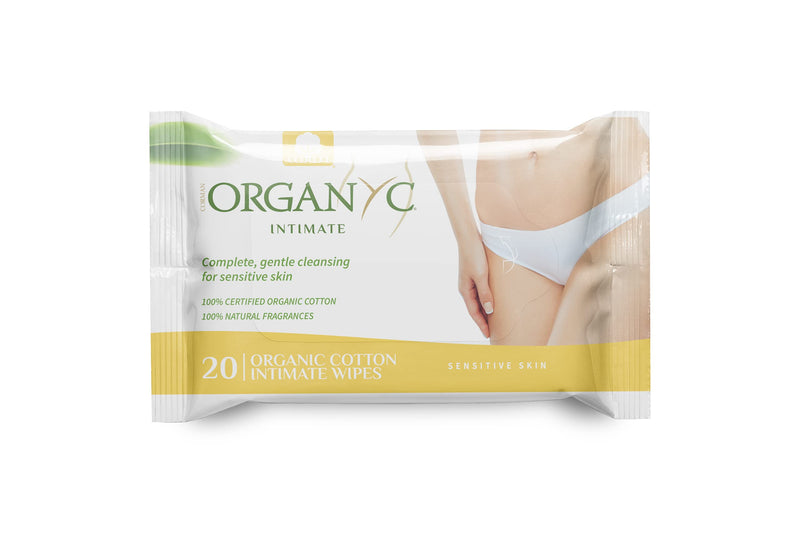 [Australia] - Organyc - 100% Organic Cotton Intimate Wet Wipes, No Parabens, Alcohol, or Chlorine -, White, 20 Count (Pack of 1) (ORGWW1A) 