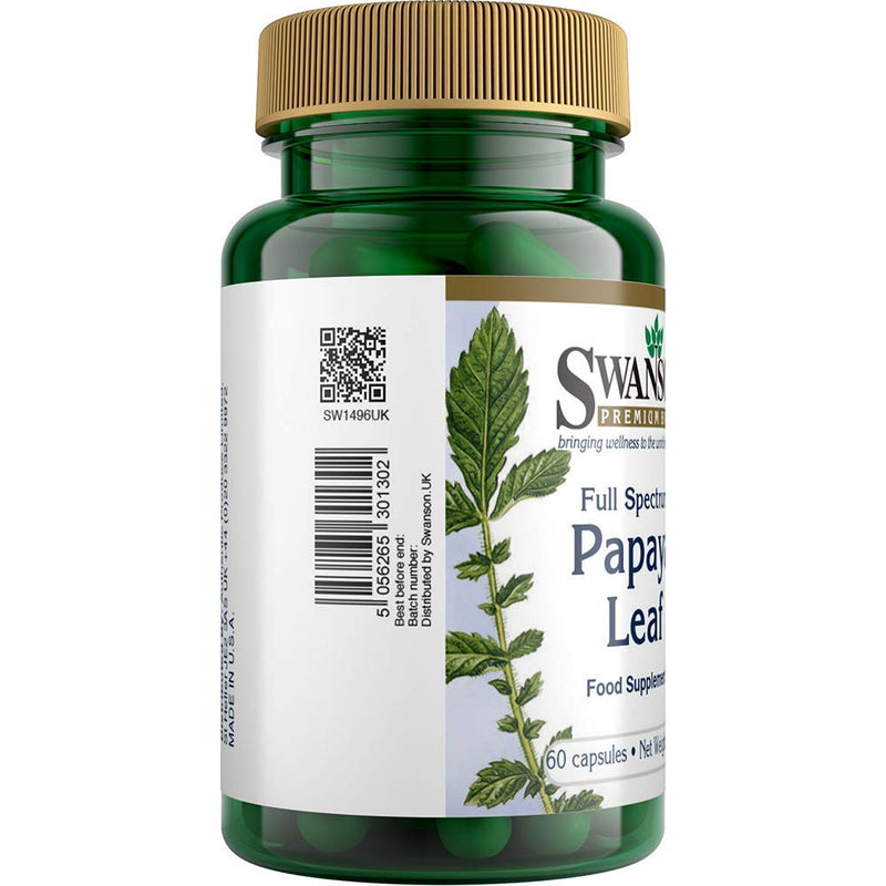 [Australia] - Swanson Full Spectrum Papaya Leaf - Herbal Supplement Promoting Digestive Health & GI Tract Support - Natural Formula Overall Wellness - (60 Capsules, 400mg Each) 