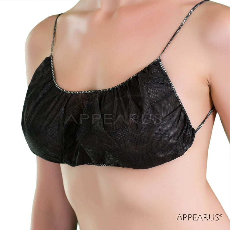 [Australia] - Appearus 50 Ct. Disposable Bras - Women's Disposable Spa Top Underwear Brassieres for Spray Tanning, Individually Pack (Black/DB101BLK) 