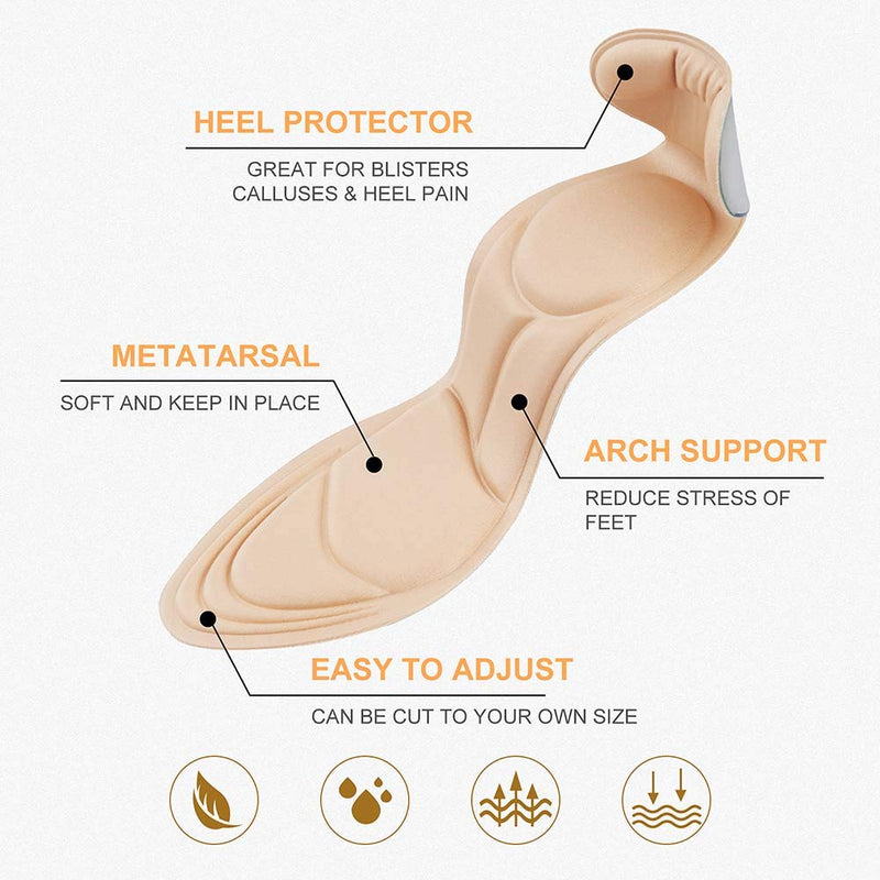 [Australia] - 2020 New Heel Insoles, Shoe Insoles, Heel Cushions, Sponge Shoes Pads with High Heel Inserts for Loose Shoes, Metatarsal Pain, Arch Pain, Foot Pain, Heel Sore and Heel Spurs (Women 4.5-9.5) 