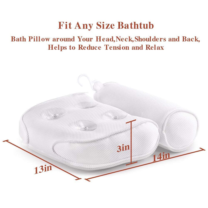 [Australia] - Samplife Bath Pillow Spa Bathtub Cushion Head,Neck,Shoulder and Back Support Rest with 4 Non-Slip Strong Suction Cups 