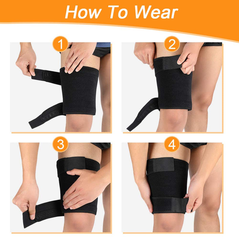 [Australia] - Thigh Support Brace, Hamstring Wrap Compression Sleeve with Anti-Slip Strip Support Thigh Quad Sprains, Tendonitis, Strains, Pulled Muscle Injury Rehab and Recovery, Fits Men and Women (Black) 