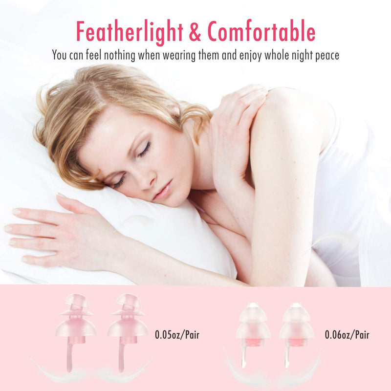 [Australia] - Sleeping Ear Plugs, Hearprotek 2 Pairs Ear Plugs (32db & 30db) Ultra Soft Noise Reduction and Hearing Protection earplugs for Side Sleepers, snoring, Travel, Working, Safety (Pink) Pink 