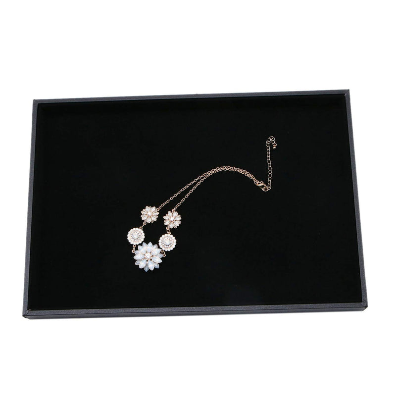 [Australia] - JETEHO Black Velvet Stackable Jewelry Tray Showcase Display Stackable Necklace Bracelet Ring Showcase Display Empty Plate 
