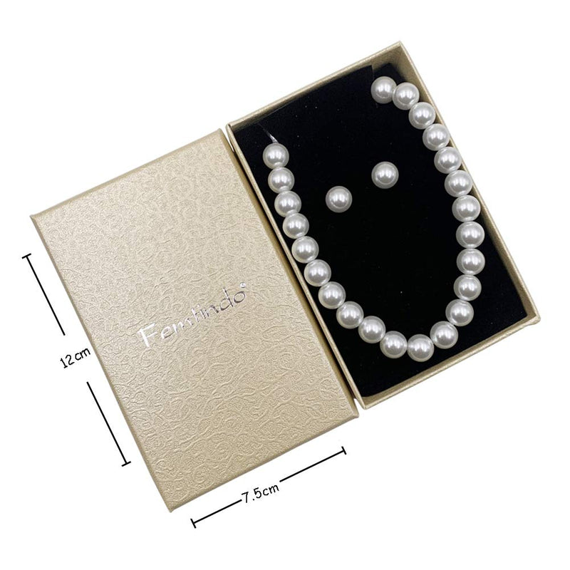 [Australia] - Faux Pearl Necklace Set Strand Pearl Stud Earring for Women Wedding 10mm 