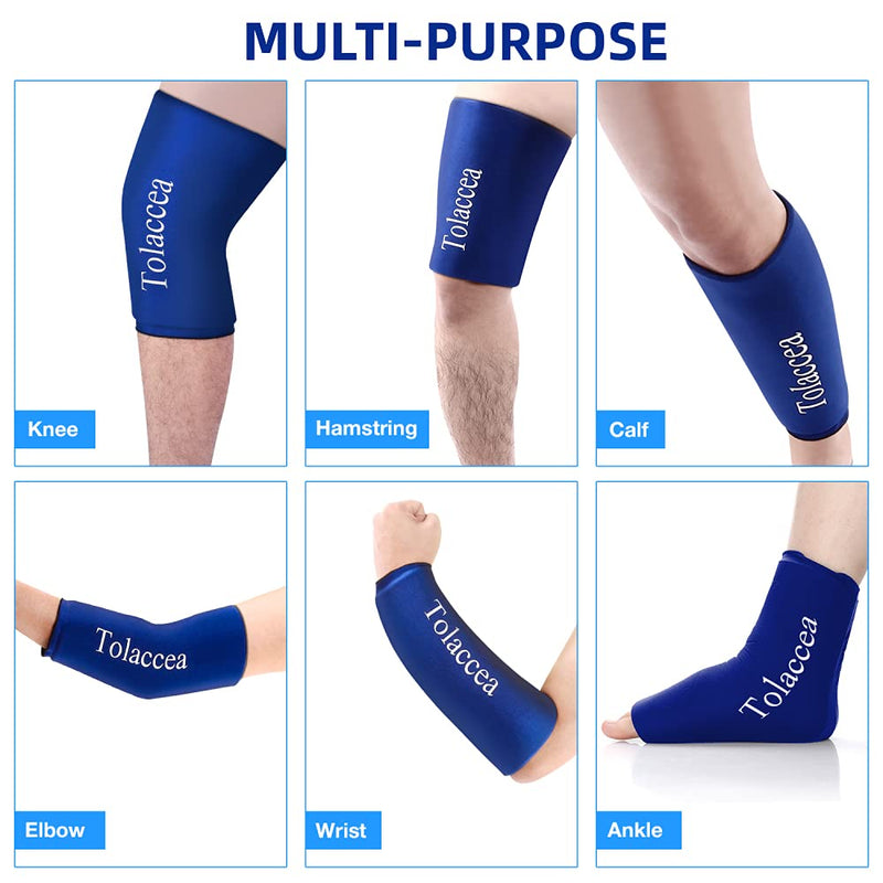 [Australia] - Tolaccea Hot & Cold Therapy Flexible Ice Packs Cold Therapy Compression Sleeve Reusable Gel Pack for Injury Cold Wrap for Knee Calf Elbow Blue Medium(13''-16'') 