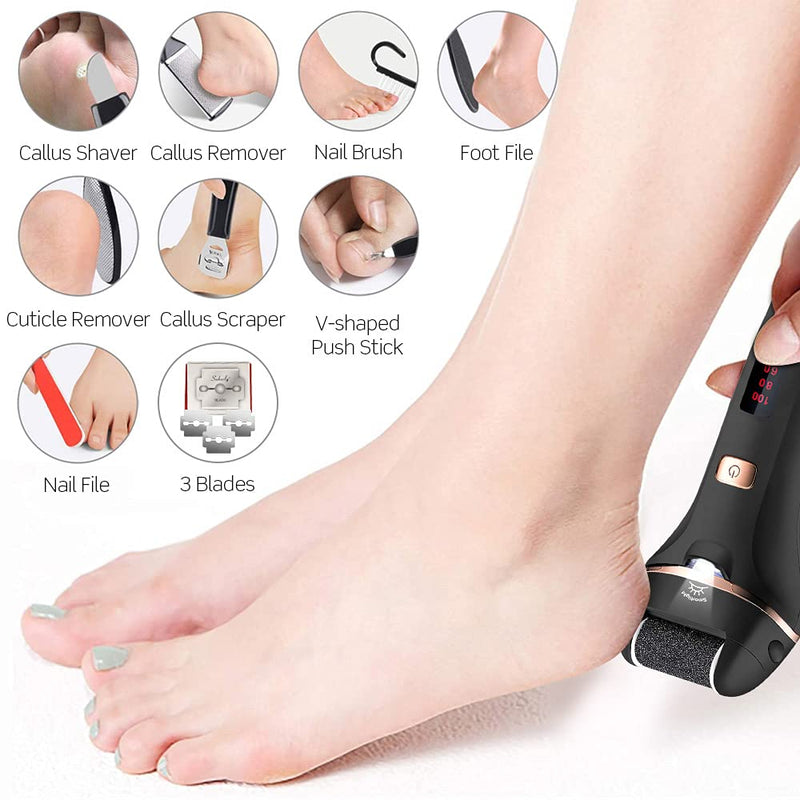 [Australia] - Electric Foot File Callus Remover, Rechargeable Callous Removers for Feet, Professional Foot Care Kit Foot Rasp Dead Skin Remover Pedicure Kit with Power Display for Men Women Salon or Home Best Gift 