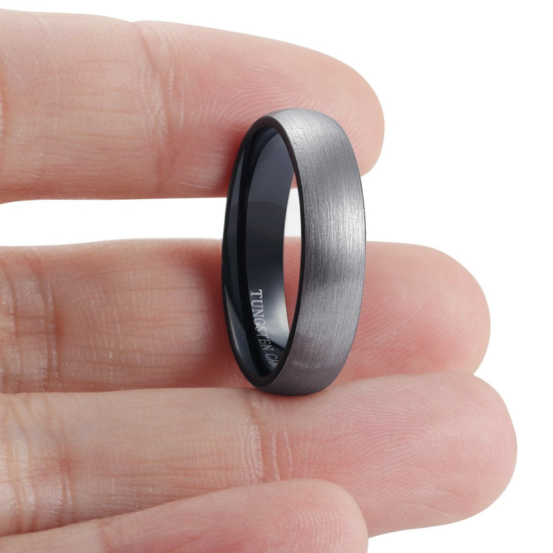 [Australia] - Tungary Tungsten Rings for Men Wedding Engagement Band Brushed Black 6mm Size 6-14 6.5 