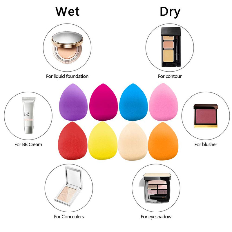 [Australia] - 8PCS Makeup Sponge Blender of Beauty, Foundation Blending Beauty Sponge, Latex Free And Vegan Makeup Blender Sponge, Professional Beauty Makeup Set For Powder,Cream Or Liquid Application 