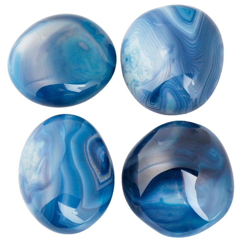 [Australia] - Nupuyai Blue Agate Irregular Tumbled Polished Stone,Pocket Palm Worry Stone for Therapy,Healing Crystal for Meditation #2-blue Agate 50-80mm 