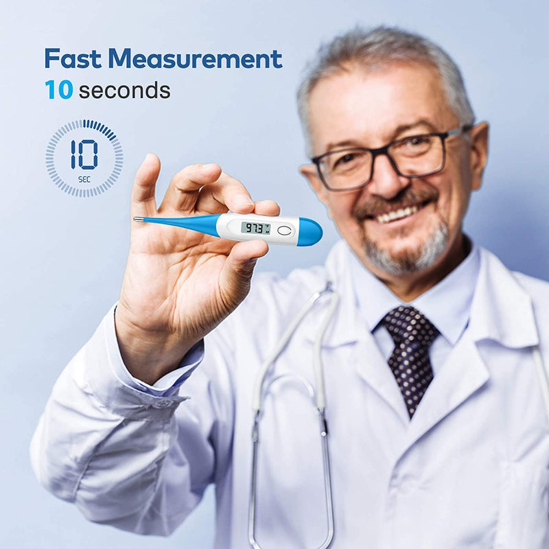 [Australia] - Thermometer for Adults, Digital Oral Thermometer for Fever with 10 Seconds Fast Reading (Light Blue) Light blue 