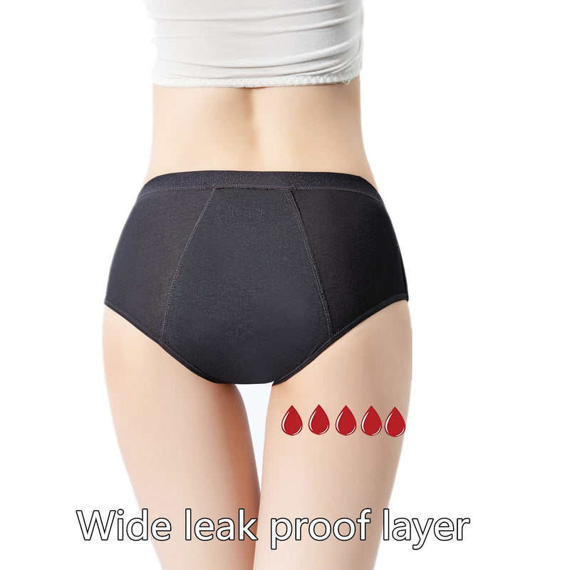 [Australia] - ZVZK Period Panties Heavy Flow 30ML Women Absorbent Leak Proof Panty Pants Menstrual Underwear Briefs Hipster Black 3 Pack L 