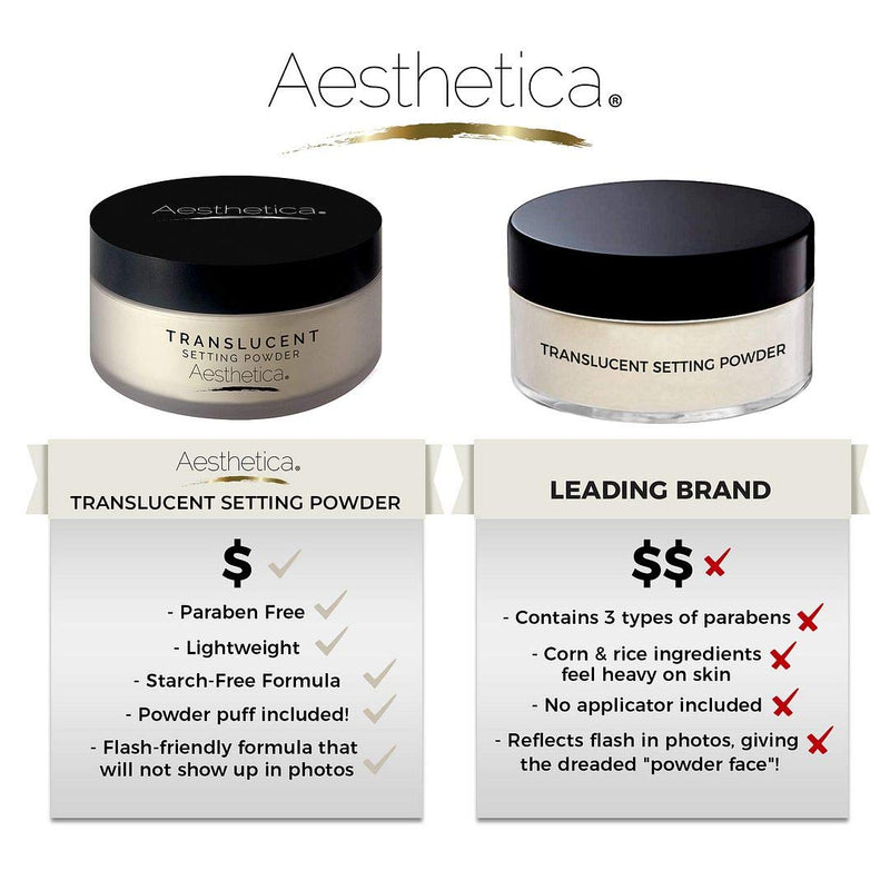 [Australia] - Aesthetica Translucent Setting Powder – Matte Finishing Makeup Loose Setting Powder – Flash Friendly Translucent Powder Foundation - Loose Face Powder Includes Velour Puff 