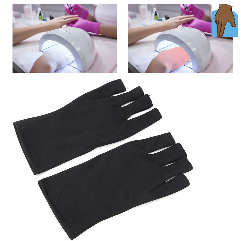 [Australia] - LED Nail Art Curing Lamp Protection Glove Nail Art Skin Care Glove for Gel Nail Lamp for Manicures for Harm, Sunburn, Home Outdoor Use(black) Black 