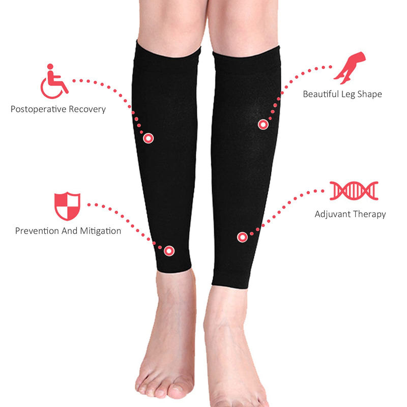 [Australia] - Calf Compression Stockings for Women & Men,Varicose Veins Pressure Stockings Relieve Swelling Compression Socks Knee High Length, Open Toe,Black (Medium) M 