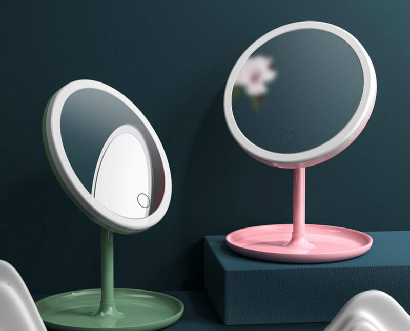 [Australia] - Led Makeup Mirror with Light 3 Color Lighting Modes 1X/5X 90°Rotation Cosmetic Beauty Portable Detachable Tabletop Mirror White 