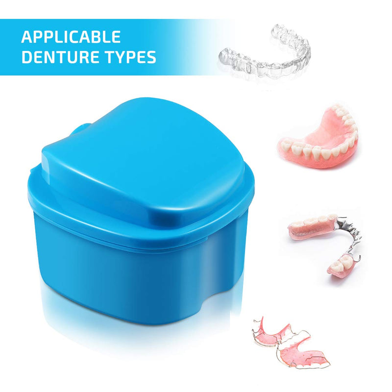 [Australia] - SUPVOX Denture Case Orthodontic Dental Retainer Box False Teeth Storage Container (Light Blue) 