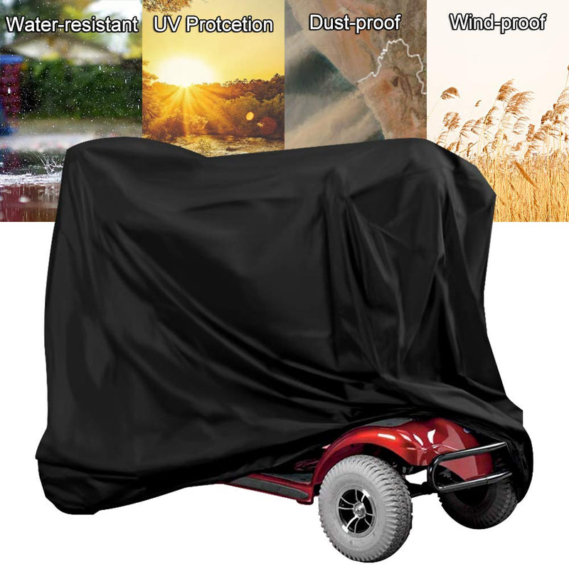 [Australia] - Waterproof Mobility Scooter Cover, Black Heavy Duty 190D Oxford Scooter Cover,4 Wheel Power Scooter Travel Storage Cover to Prevent Rain Wind Dust Sun fits for Most Mobility Scooter (170X61X117cm) 170X61X117cm 