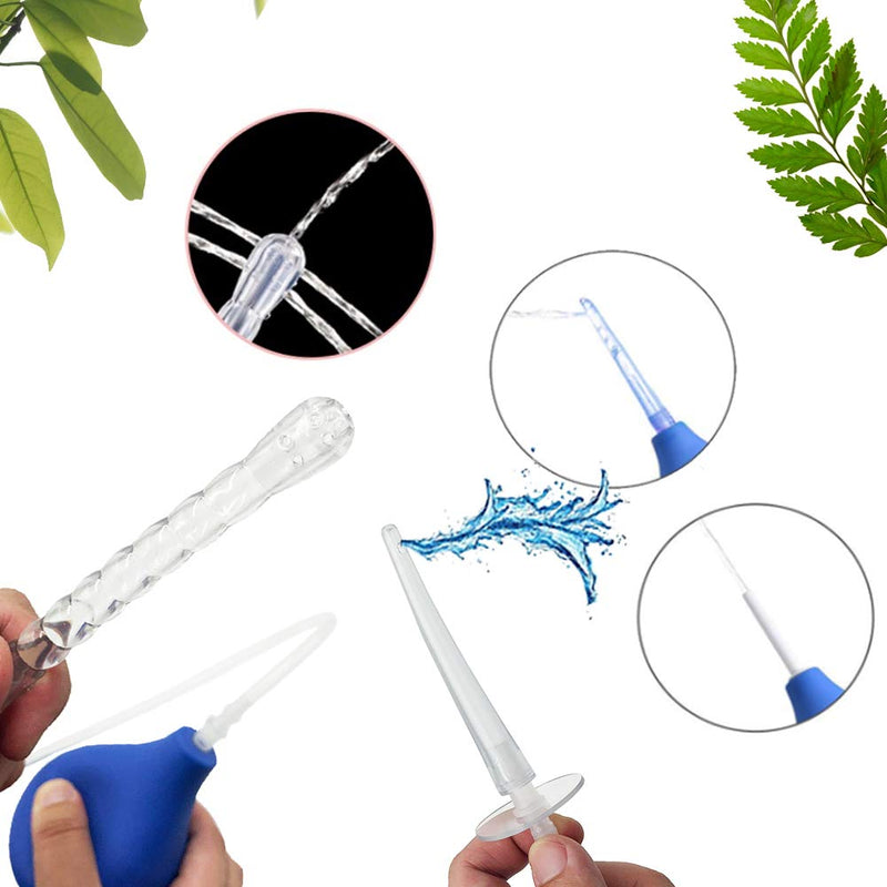 [Australia] - GNEGKLEAN Black Silicone Enema Bulb Kit 7.6oz Clean Anal Douche for Men Women with 19.7in Hose+4 Replaceable Nozzle (Black) 