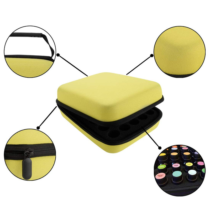 [Australia] - Essential Oil Storage Case/Essential Oil Carrying Case/Essential Oil Case [Multiple Sizes] + Jade Roller for Face & Oil Opener & Stickers & Funnel & Transfer Pipette (yellow) 