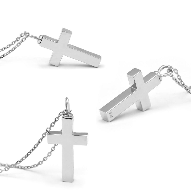 [Australia] - BEILIN Jewelry 925 Sterling Silver Urn Cross Necklace for Men for Women 