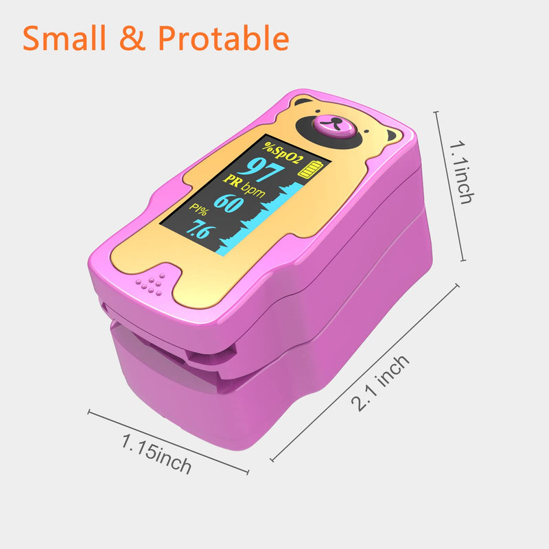 [Australia] - Finger Pulse oximeter fingertip for Children, Portable Blood Oxygen Saturation Monitor, (not for Newborn/Infant) (Pink) 