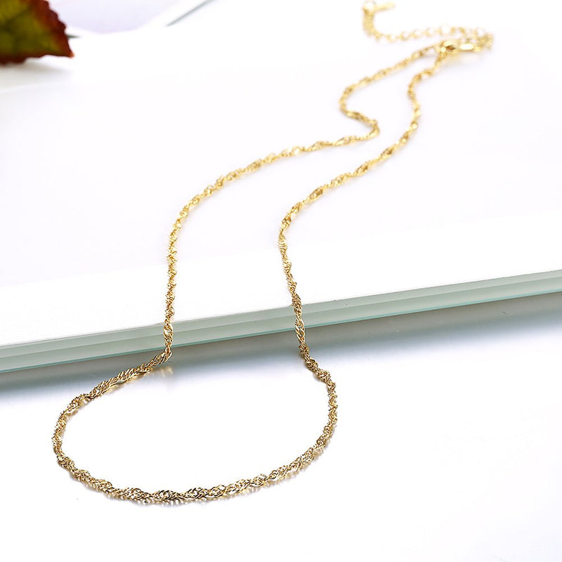 [Australia] - Goldenchen Fashion Gold Plated 1.5mm 18Inch Wave Chain Necklace Jewelry (Gold) 