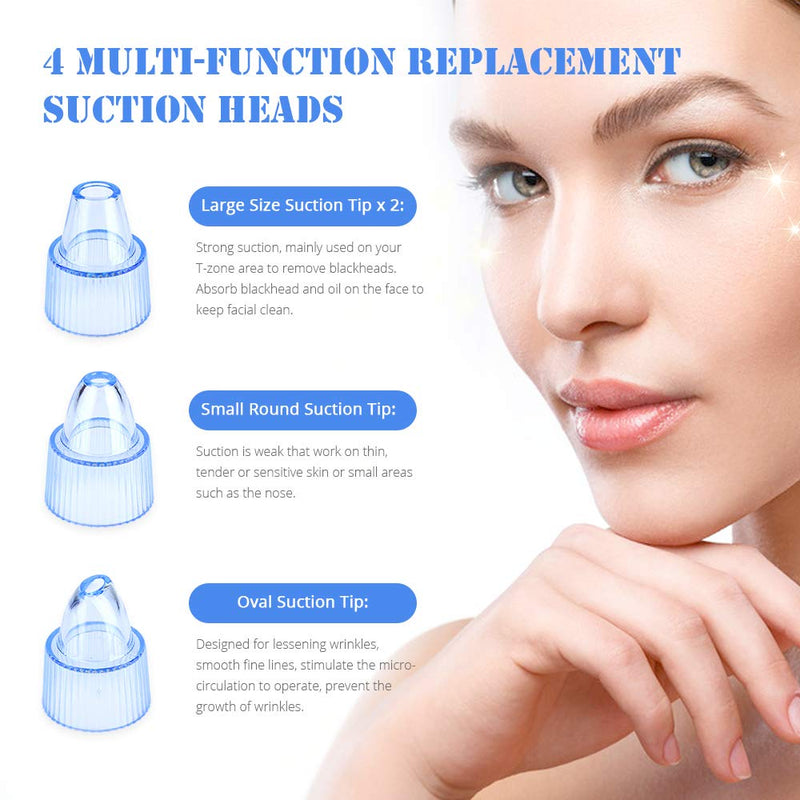 [Australia] - Blackhead Remover - Laiking Facial Pore Vacuum Cleaner Rechargeable Portable Electric Acne Zit Comedone Extractor 4 Suction Head & 3 Adjustable Suction Power for Unisex Nose Pimple Whitehead 