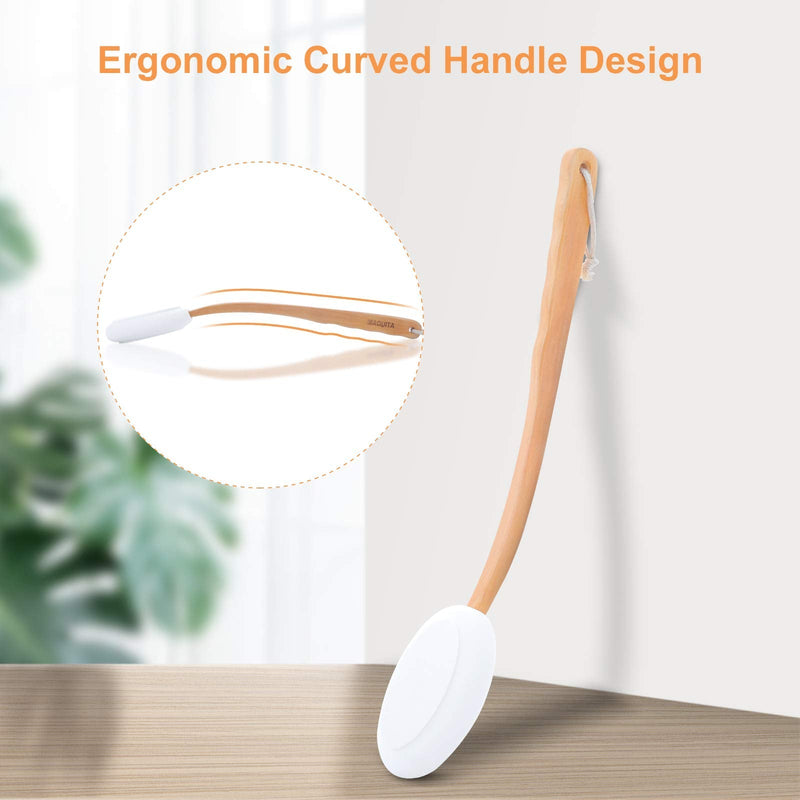 [Australia] - MAQUITA Back Cream Applicator, 2 in 1 Body Brush, Long Range Handle with 3 Pads, Back Brush, Convenient for Self-Application, Portable Travel Back Scrubber 