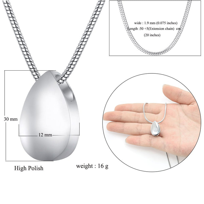 [Australia] - Infinity Tear Drop Cremation Ashes Memorial Jewelry for Urns Stainless Steel Sliver Locket Pendant for Love 