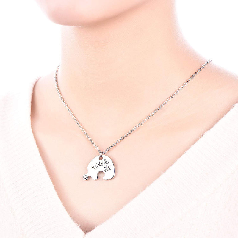 [Australia] - FJ BFF Best Friend Forever Necklace Engraved Puzzle Sister Necklace for 3/4 