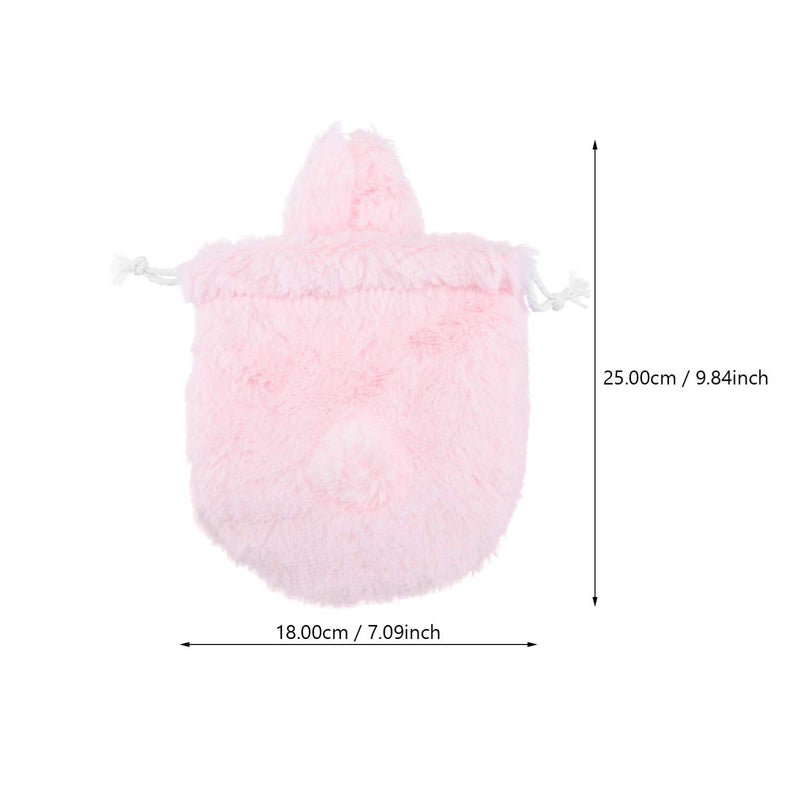 [Australia] - Lurrose Cute Fluffy Plush Bunny Storage Bags with Drawstring,10 x 7 inch (Pink) 