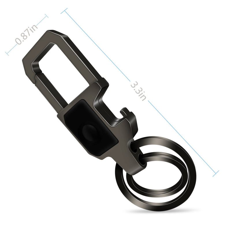 [Australia] - Idakey Zinc Alloy Key Chain with 2 Key Rings Include LED Light and Bottle Opener for Men and Women Black Nickel 