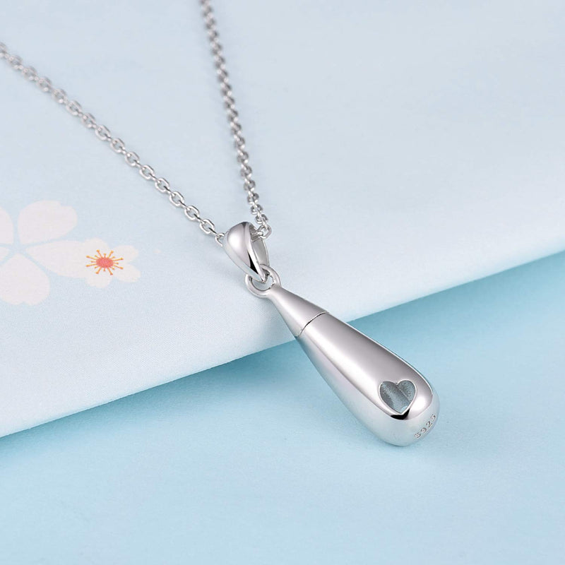 [Australia] - 925 Sterling Silver Urn Pendant Necklace Teardrop Cremation Jewelry for Ashes Memorial Keepsake for Women 