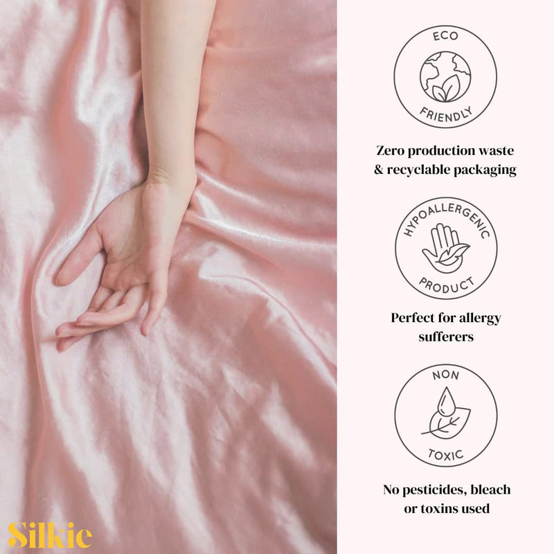 [Australia] - SILKIE x4 Set 100% Pure Mulberry Silk Champagne Skinny Scrunchies Travel Pouch Everyday Hair Ties Elastics Hair Care Ponytail Holder No Damage(Champagne) 