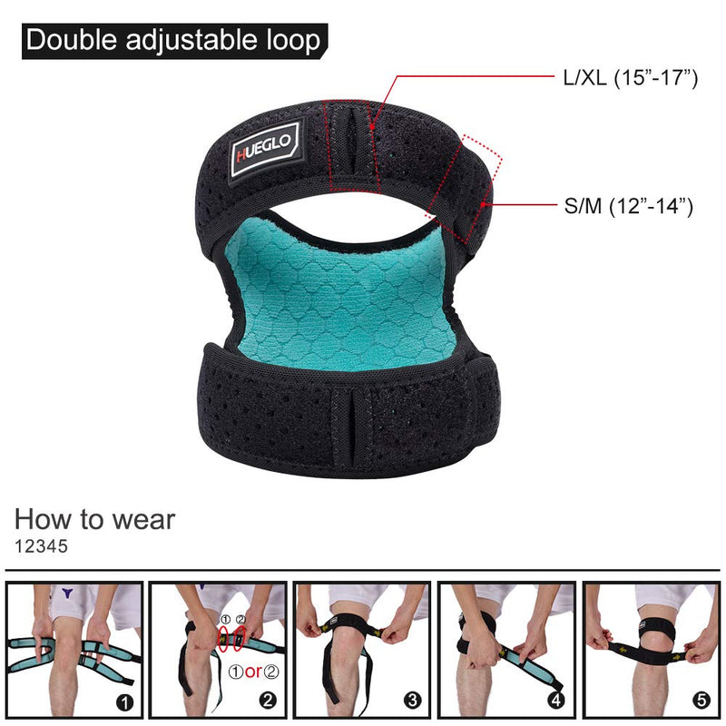 [Australia] - Dual Patella Knee Strap for Knee Pain Relief,Adjustable Neoprene Knee Brace Support for Running, Arthritis, Jumper, Tennis,Injury Recovery,Protection,Black(1 Piece),12'' - 17'' 