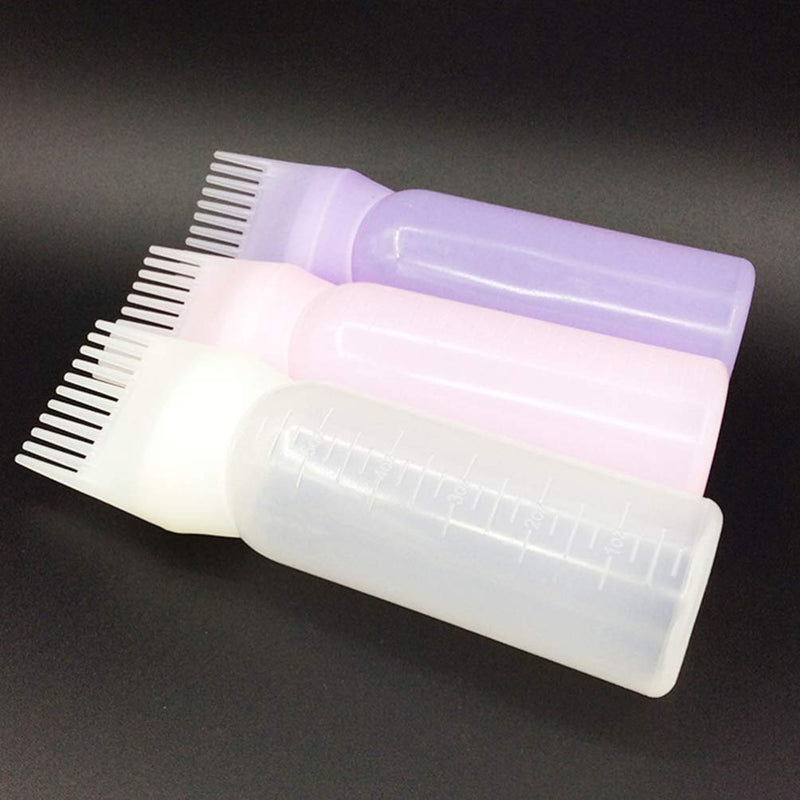 [Australia] - Beaupretty Root Comb Applicator Bottle Hair Color Brush Applicator Hair Dye Bottle with Comb and Graduated Scale,3pcs 