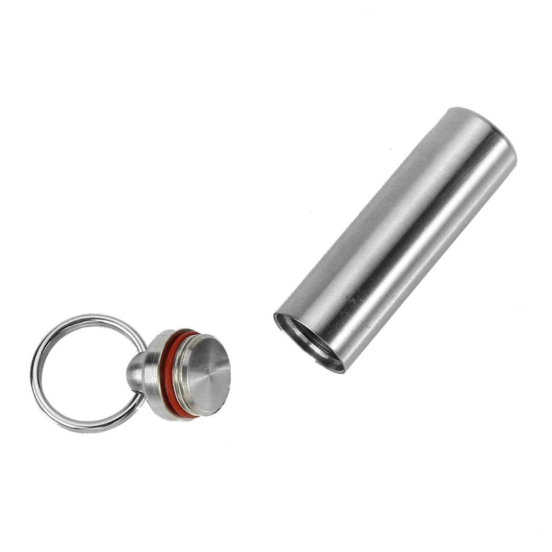 [Australia] - Mini Pill Holder Waterproof Pill Containers, Portable Pill Case, Stainless Steel Pill Box with Keychain for Outdoor Camping Traveling 