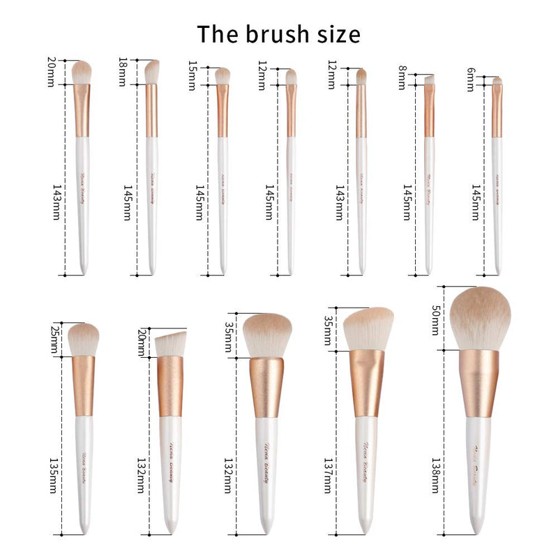 [Australia] - Neria Rushuang Makeup Brush Set 12PCS Makeup Brush for Foundation, Face Powder, Blush, Concealer, Eye Shadow, No Cruel Synthetic Fiber Bristles Makeup Professionals and Beginners 